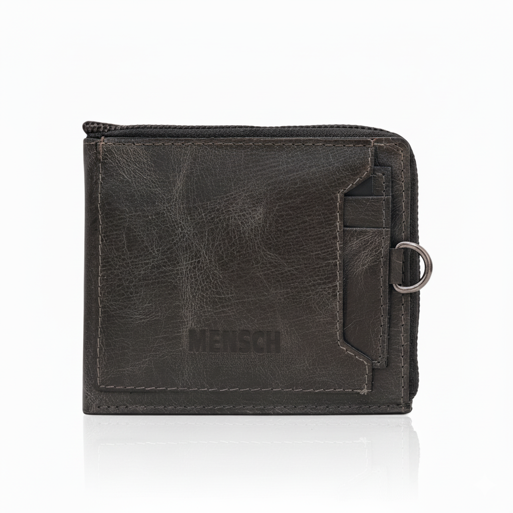 MENSCH® Genuine Leather RFID-Blocking Bifold Wallet for Men