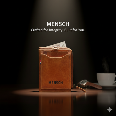 MENSCH® Genuine Leather RFID-Protected Bifold Wallet for Men with Detachable Card Holder