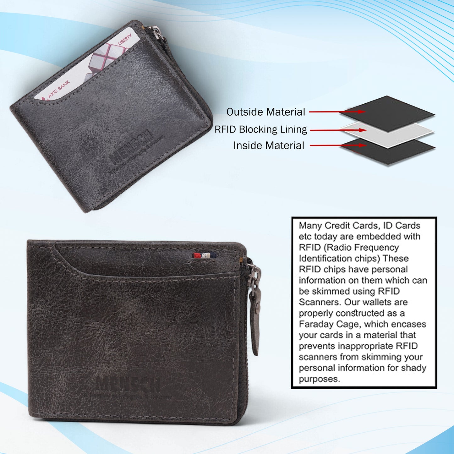 MENSCH® Vanguard Genuine Leather Bifold Wallet for Men