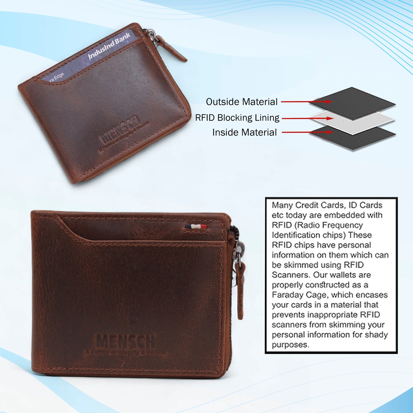 MENSCH® Vanguard Genuine Leather Bifold Wallet for Men