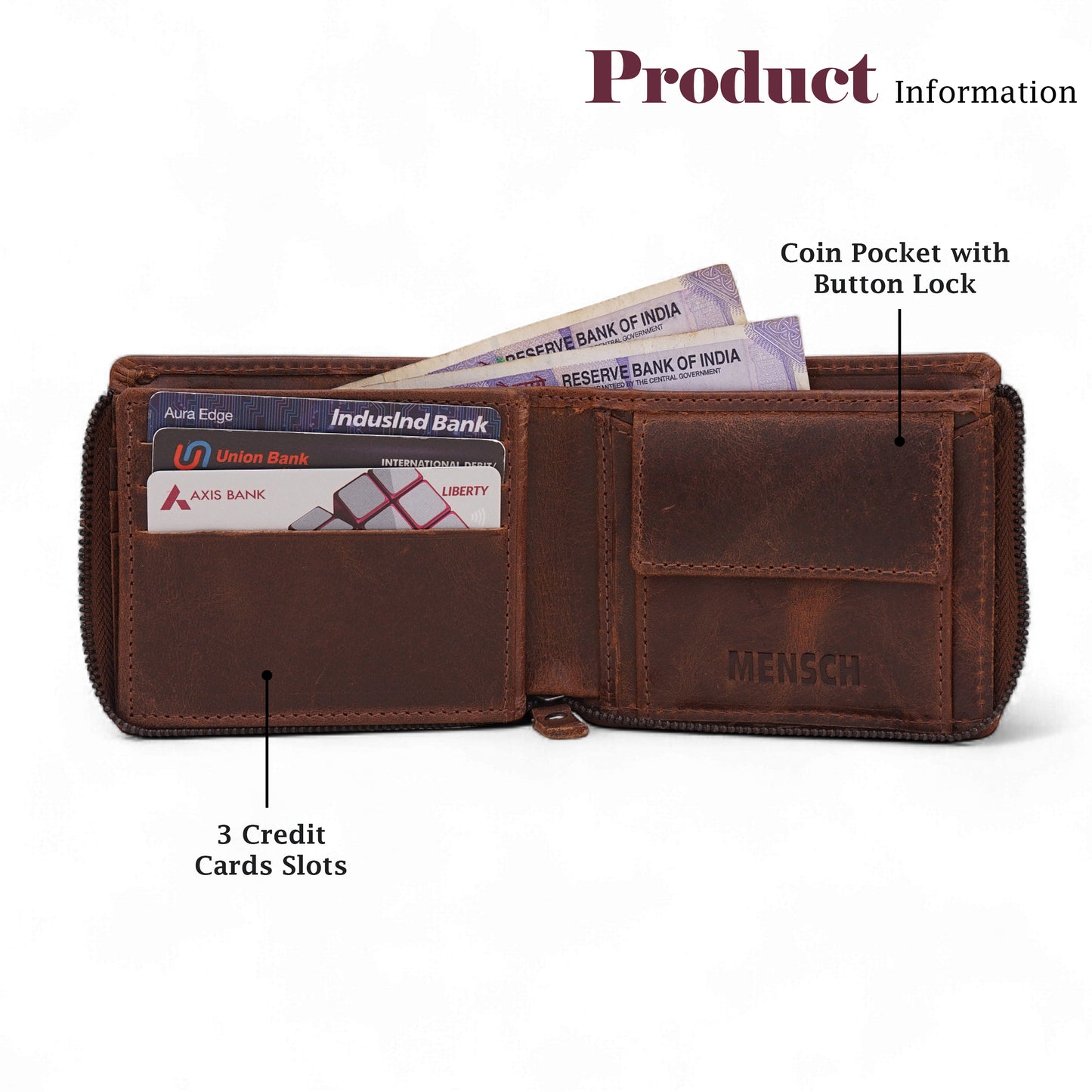MENSCH® Vanguard Genuine Leather Bifold Wallet for Men