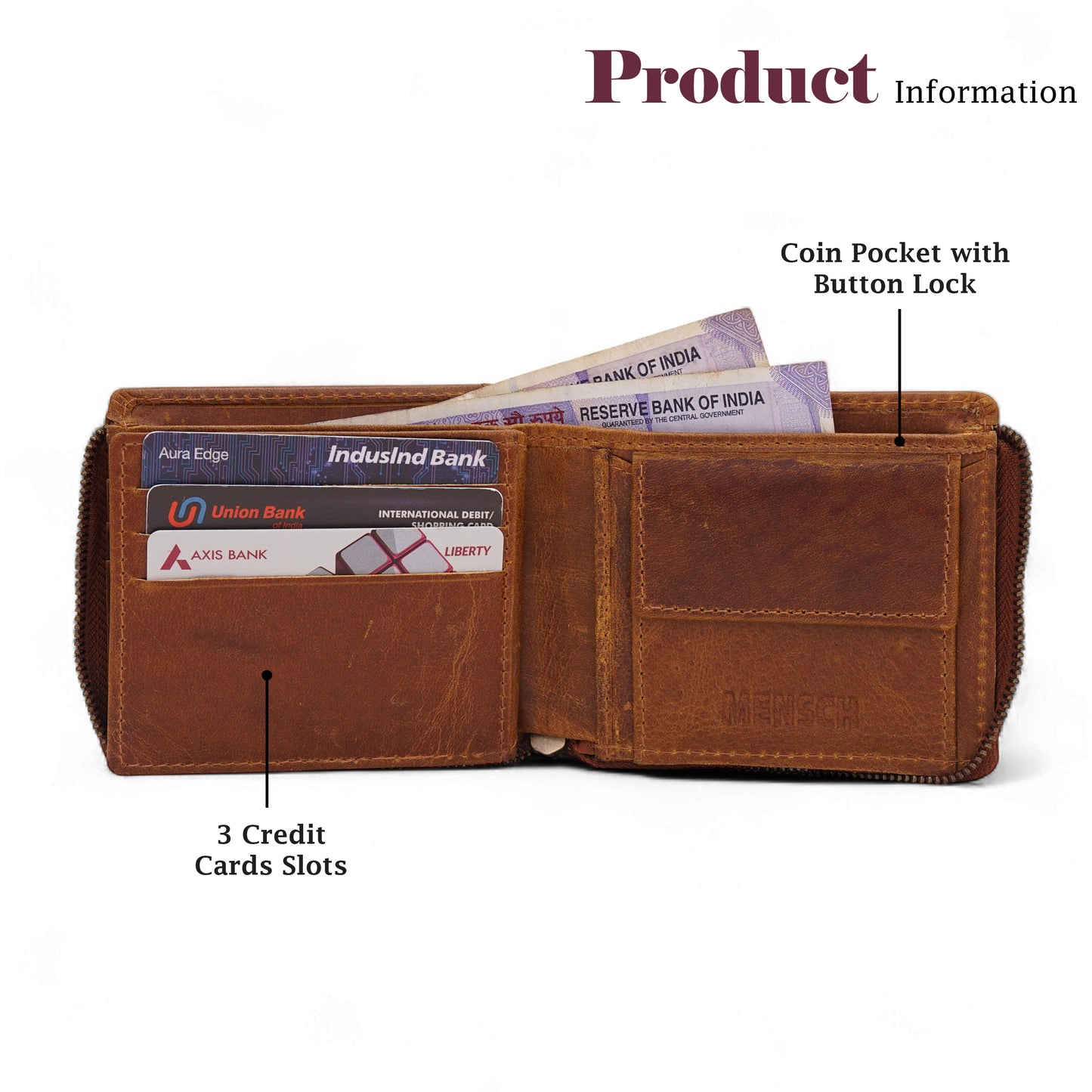MENSCH® Vanguard Genuine Leather Bifold Wallet for Men