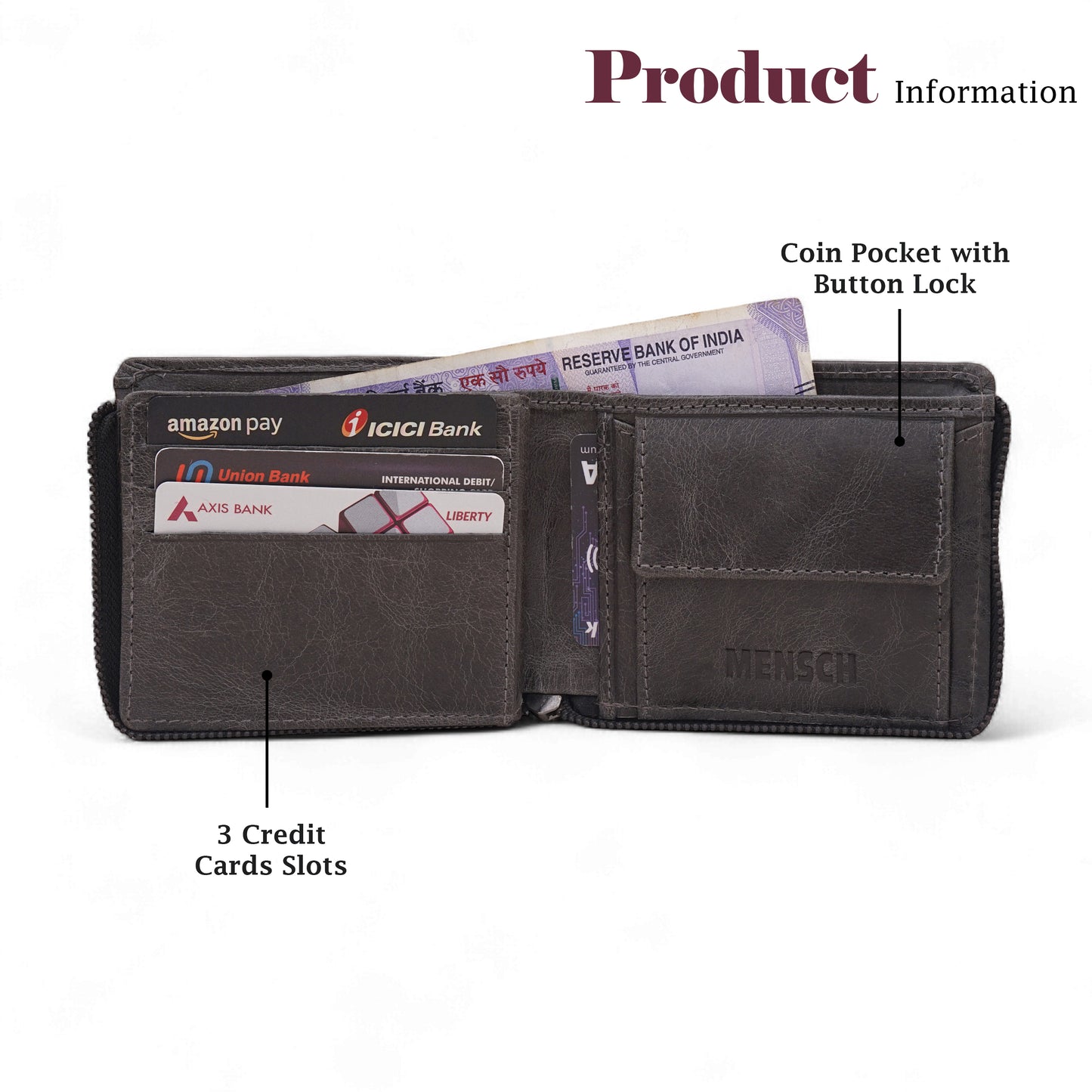 MENSCH® Vanguard Genuine Leather Bifold Wallet for Men