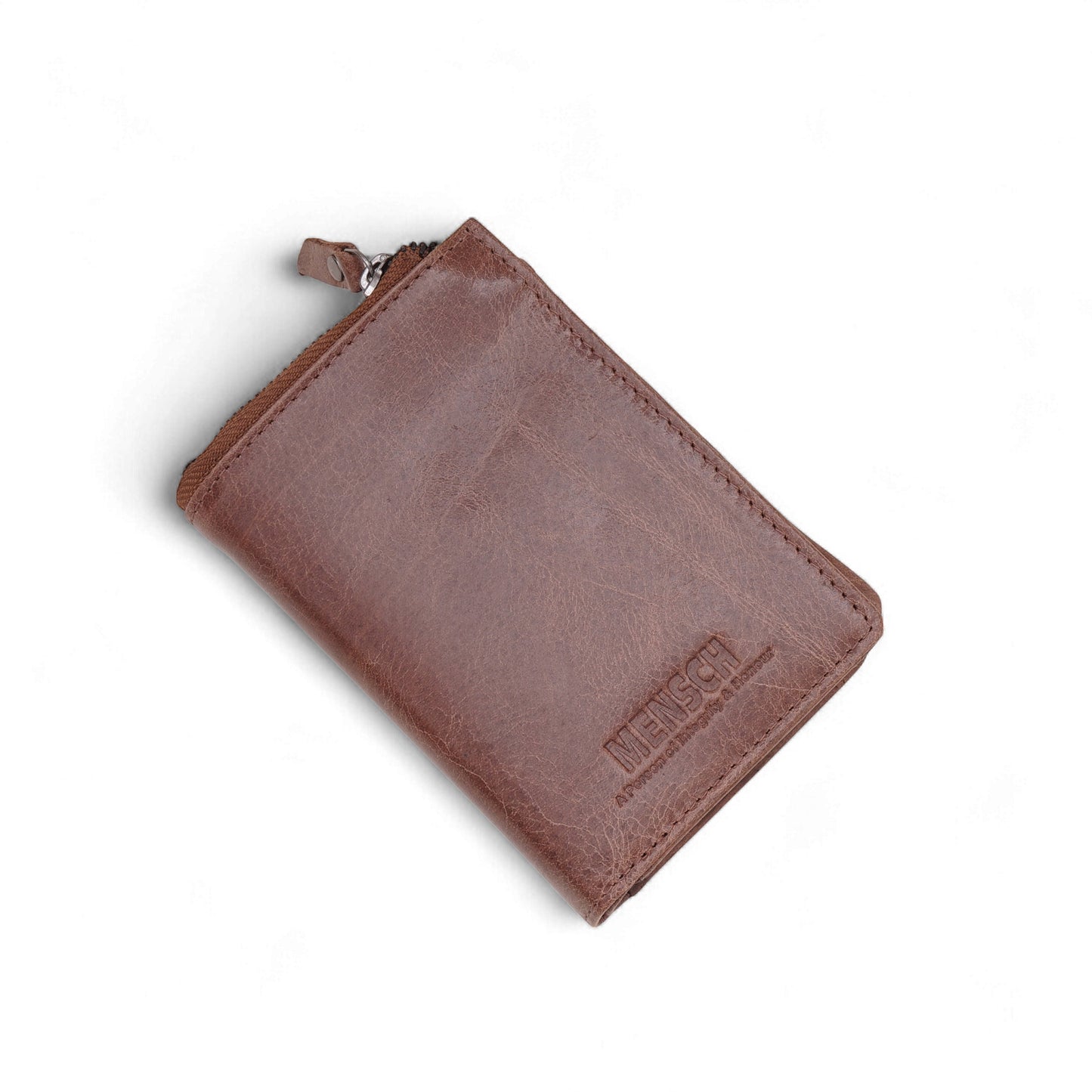 Mensch Genuine Leather Bifold Wallet with RFID Protected & Zippered pocket Wallet