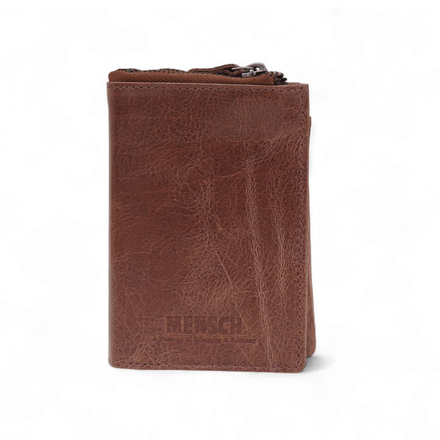 Mensch Genuine Leather Bifold Wallet with RFID Protected & Zippered pocket Wallet