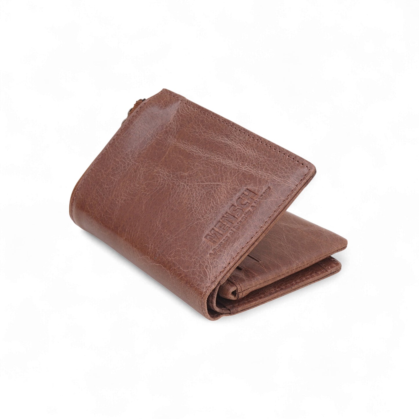 Mensch Genuine Leather Bifold Wallet with RFID Protected & Zippered pocket Wallet