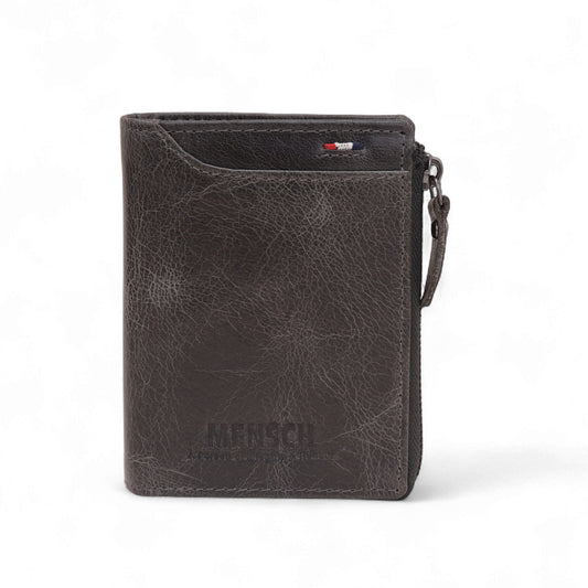MENSCH® Genuine Leather RFID-Blocking Bifold Wallet for Men with Flip Design.