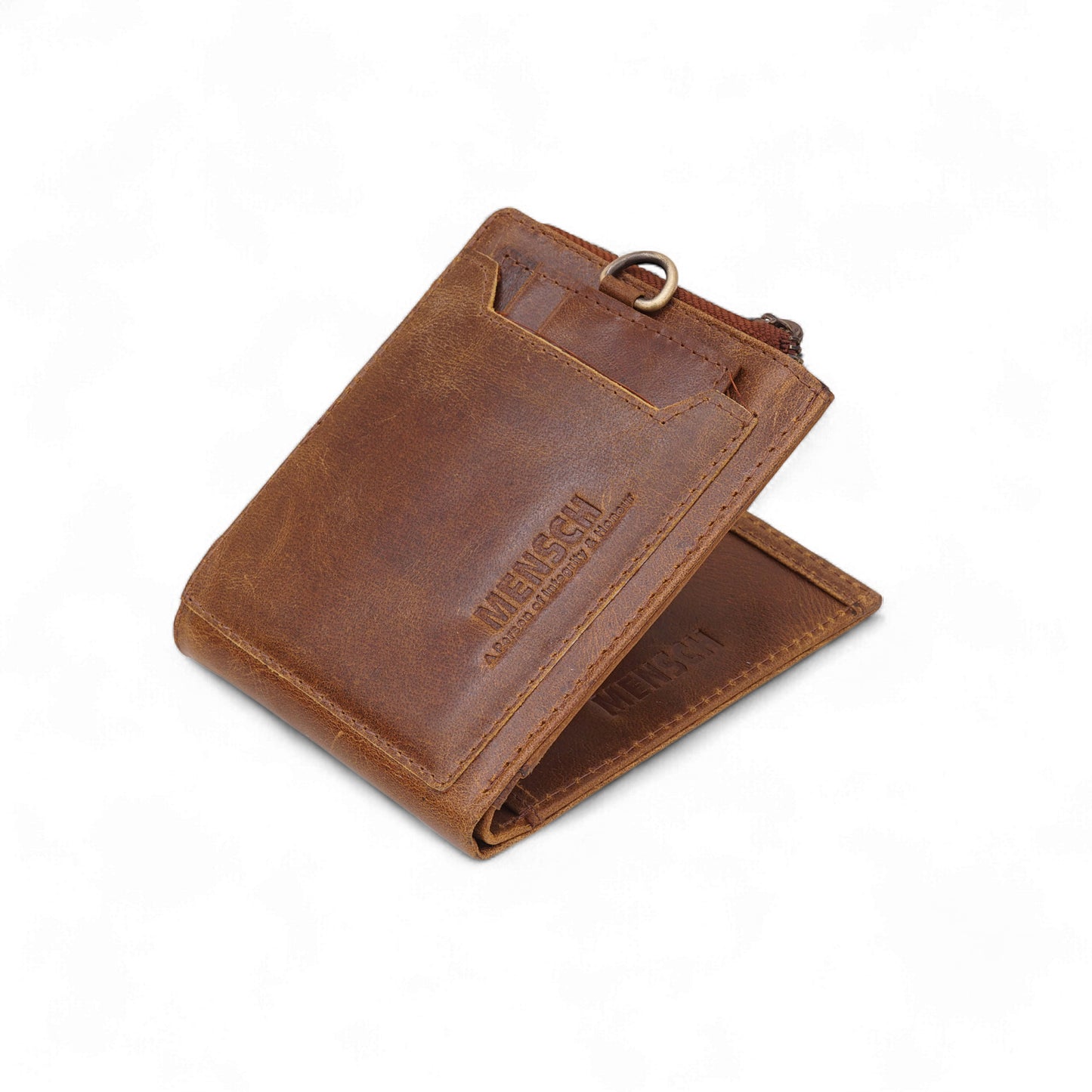MENSCH® Genuine Leather RFID-Blocking Bifold Wallet for Men
