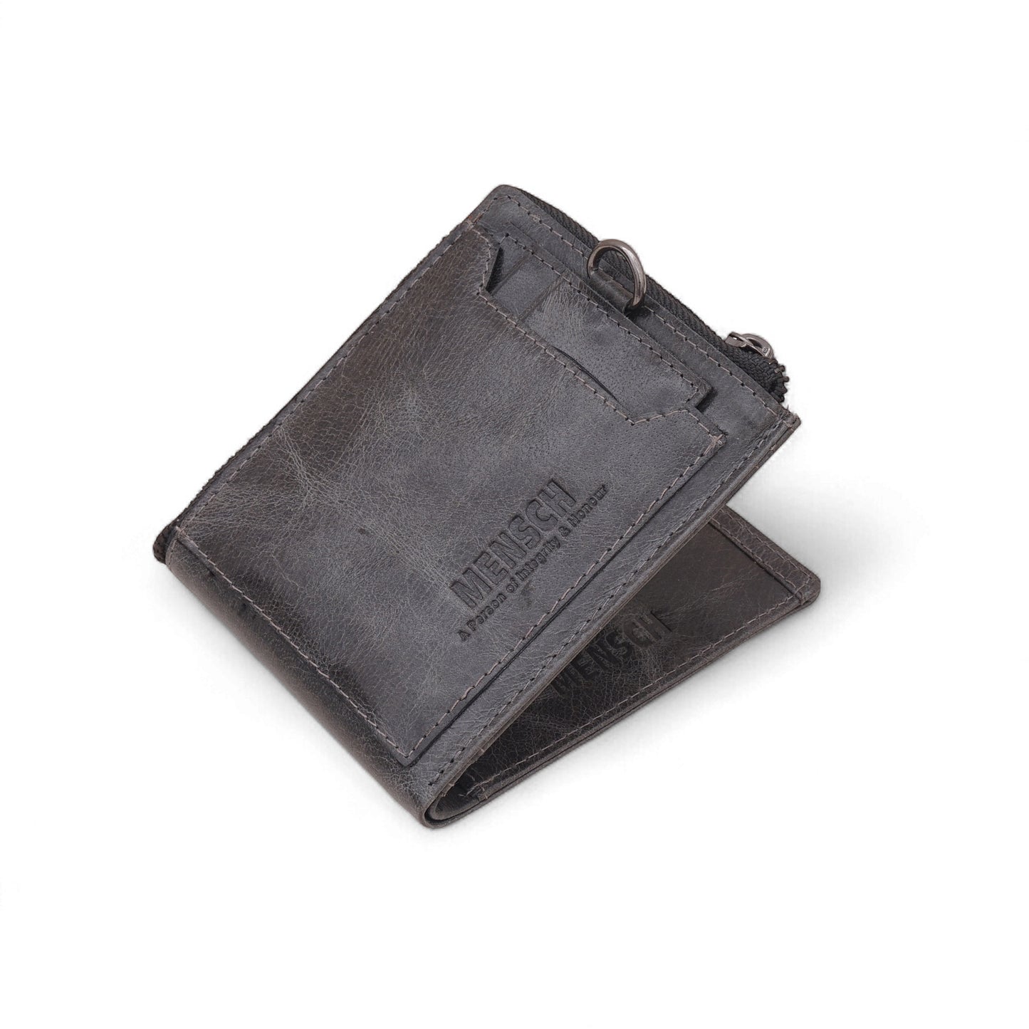MENSCH® Genuine Leather RFID-Blocking Bifold Wallet for Men