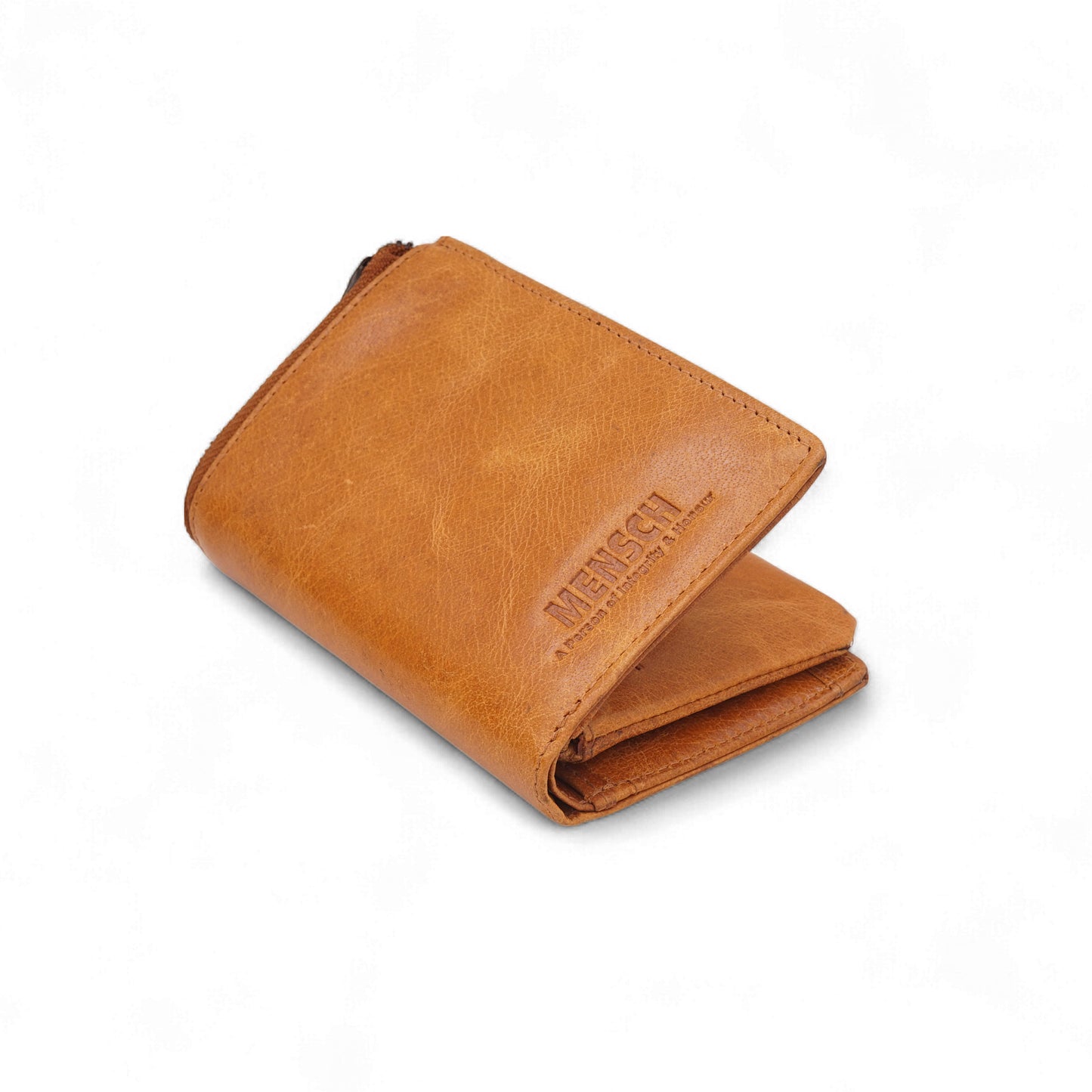 Mensch Genuine Leather Bifold Wallet with RFID Protected & Zippered pocket Wallet