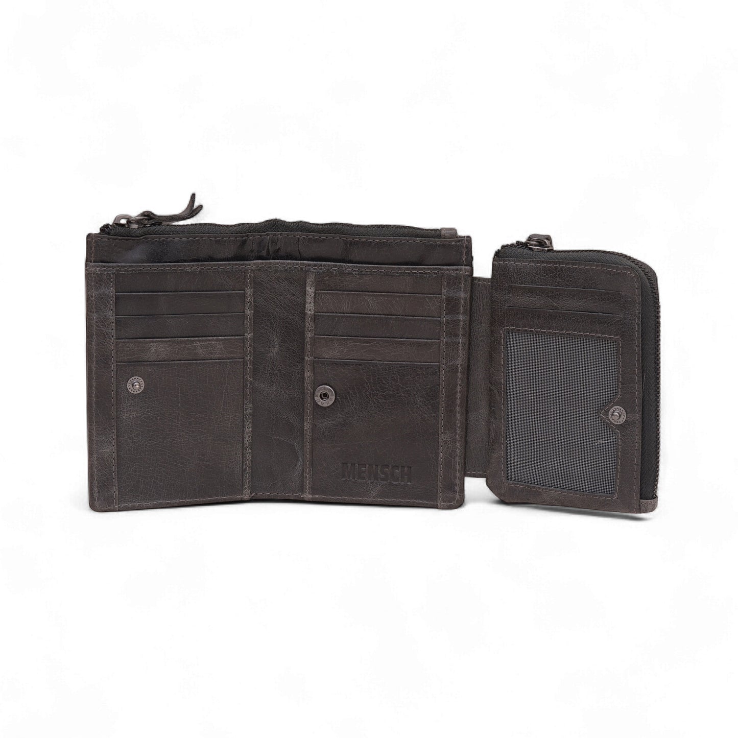Mensch Genuine Leather Bifold Wallet with RFID Protected & Zippered pocket Wallet