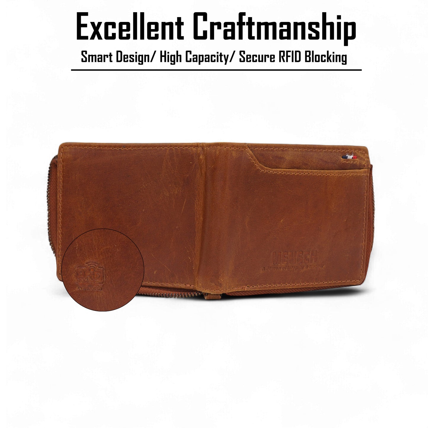 MENSCH® Vanguard Genuine Leather Bifold Wallet for Men