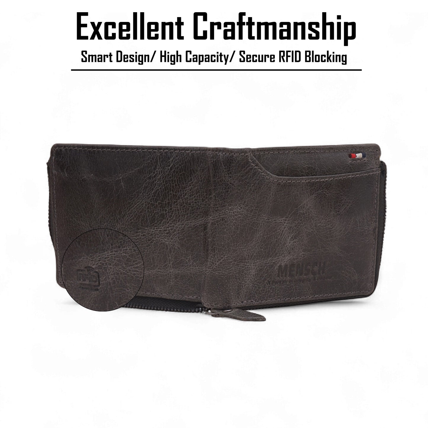 MENSCH® Vanguard Genuine Leather Bifold Wallet for Men