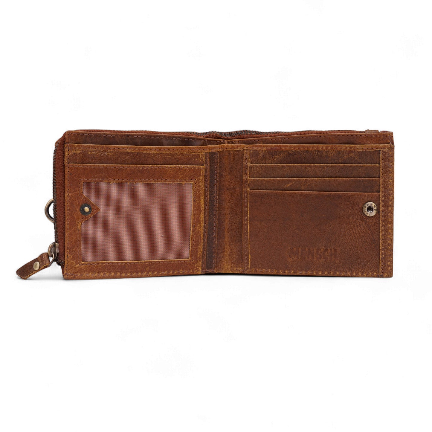 MENSCH® Genuine Leather RFID-Blocking Bifold Wallet for Men