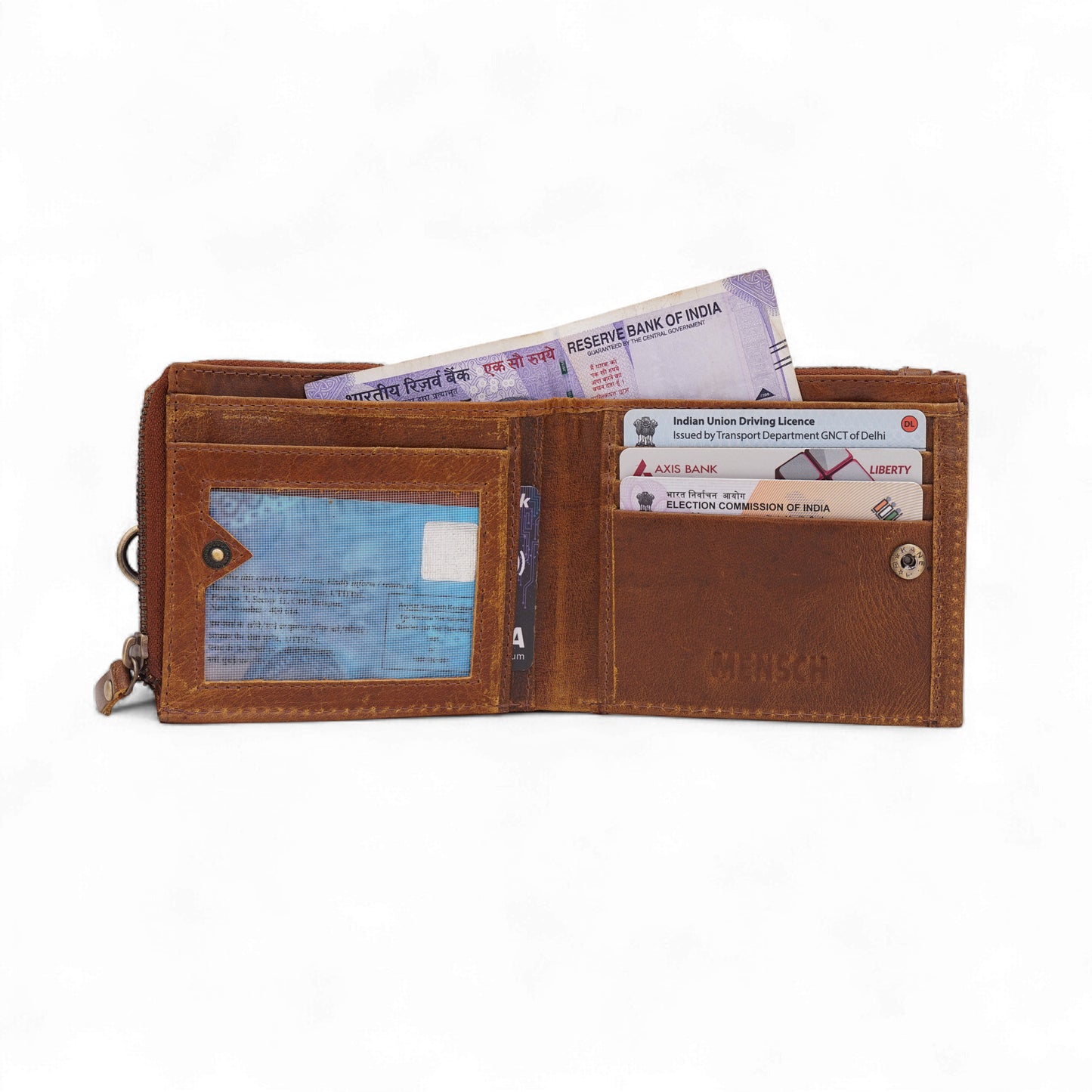 MENSCH® Genuine Leather RFID-Blocking Bifold Wallet for Men