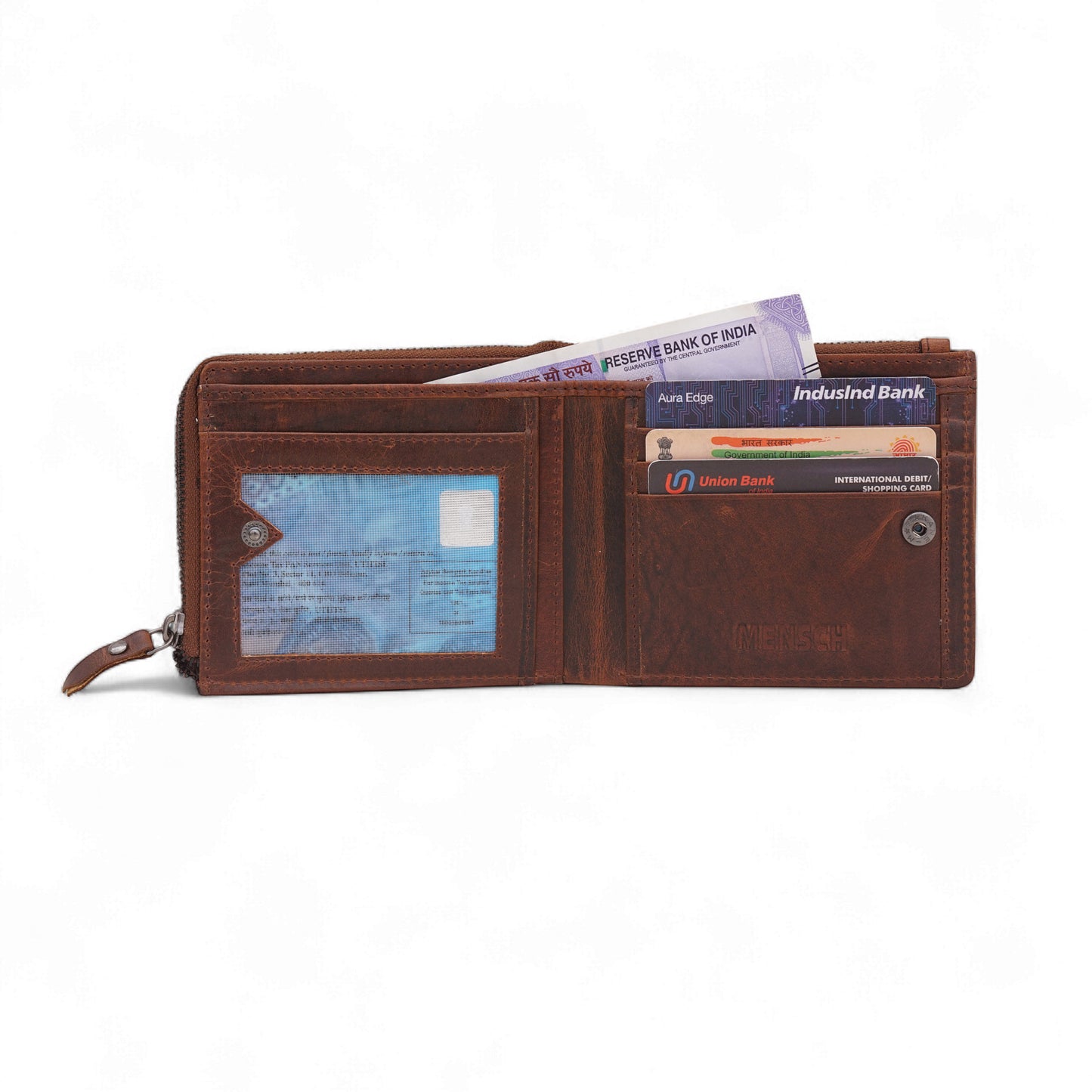 MENSCH® Genuine Leather RFID-Blocking Bifold Wallet for Men