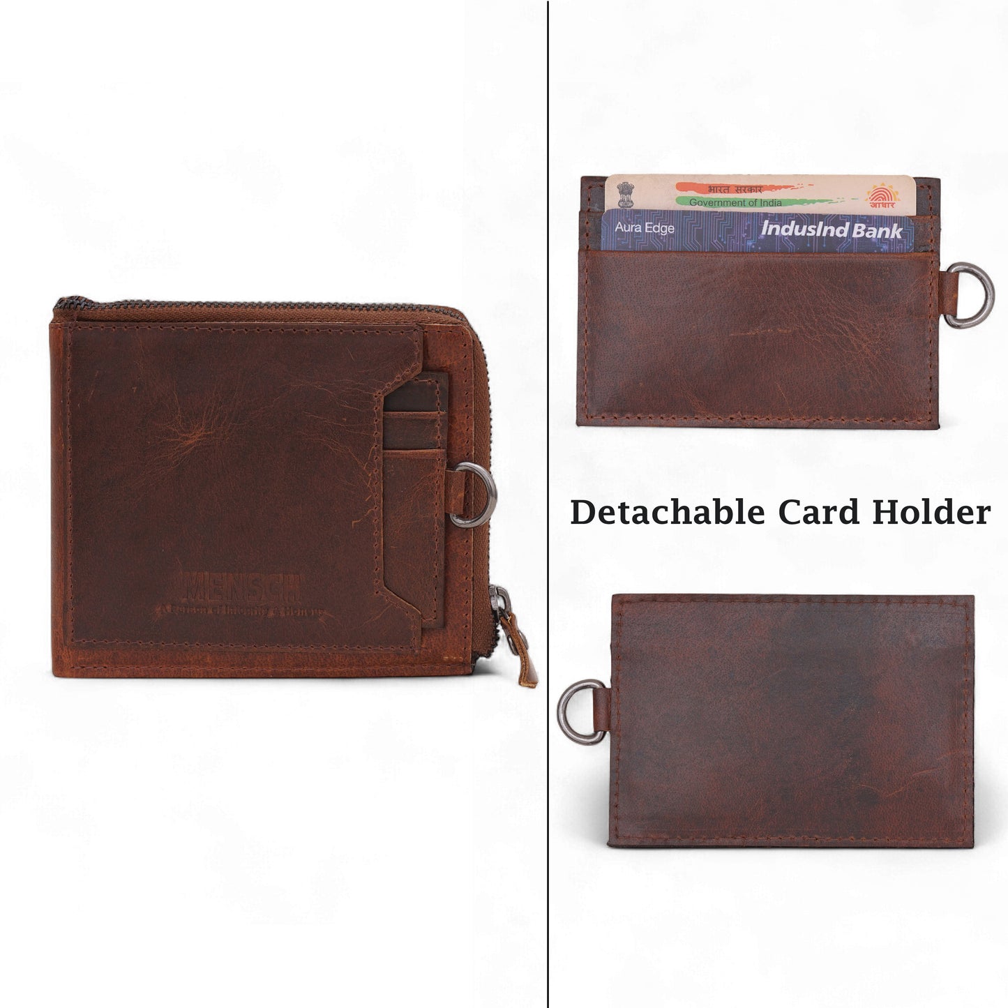 MENSCH® Genuine Leather RFID-Blocking Bifold Wallet for Men