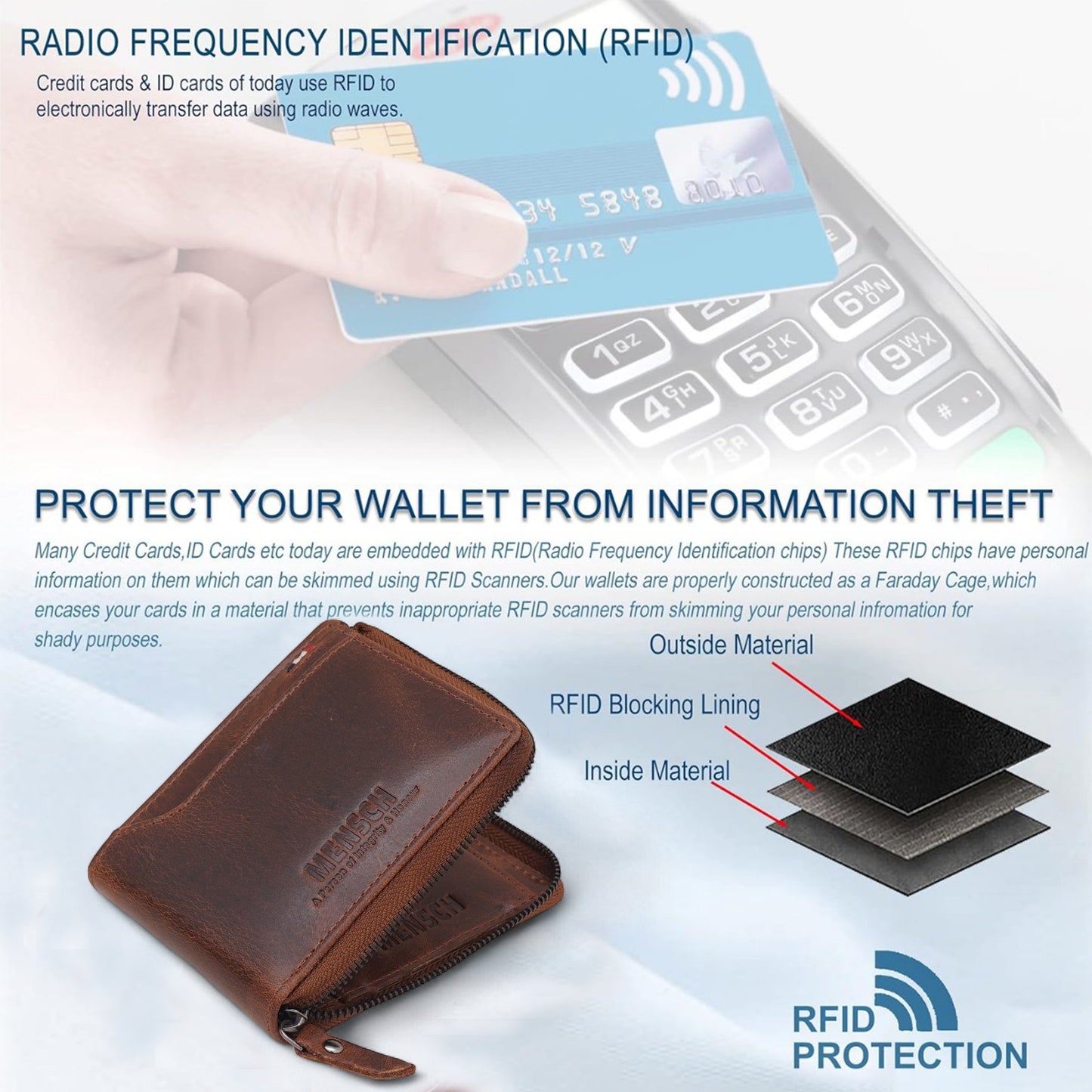 MENSCH® Vanguard Genuine Leather Bifold Wallet for Men