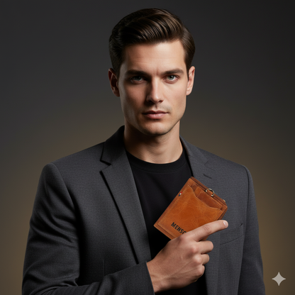 MENSCH® Genuine Leather RFID-Protected Bifold Wallet for Men with Detachable Card Holder