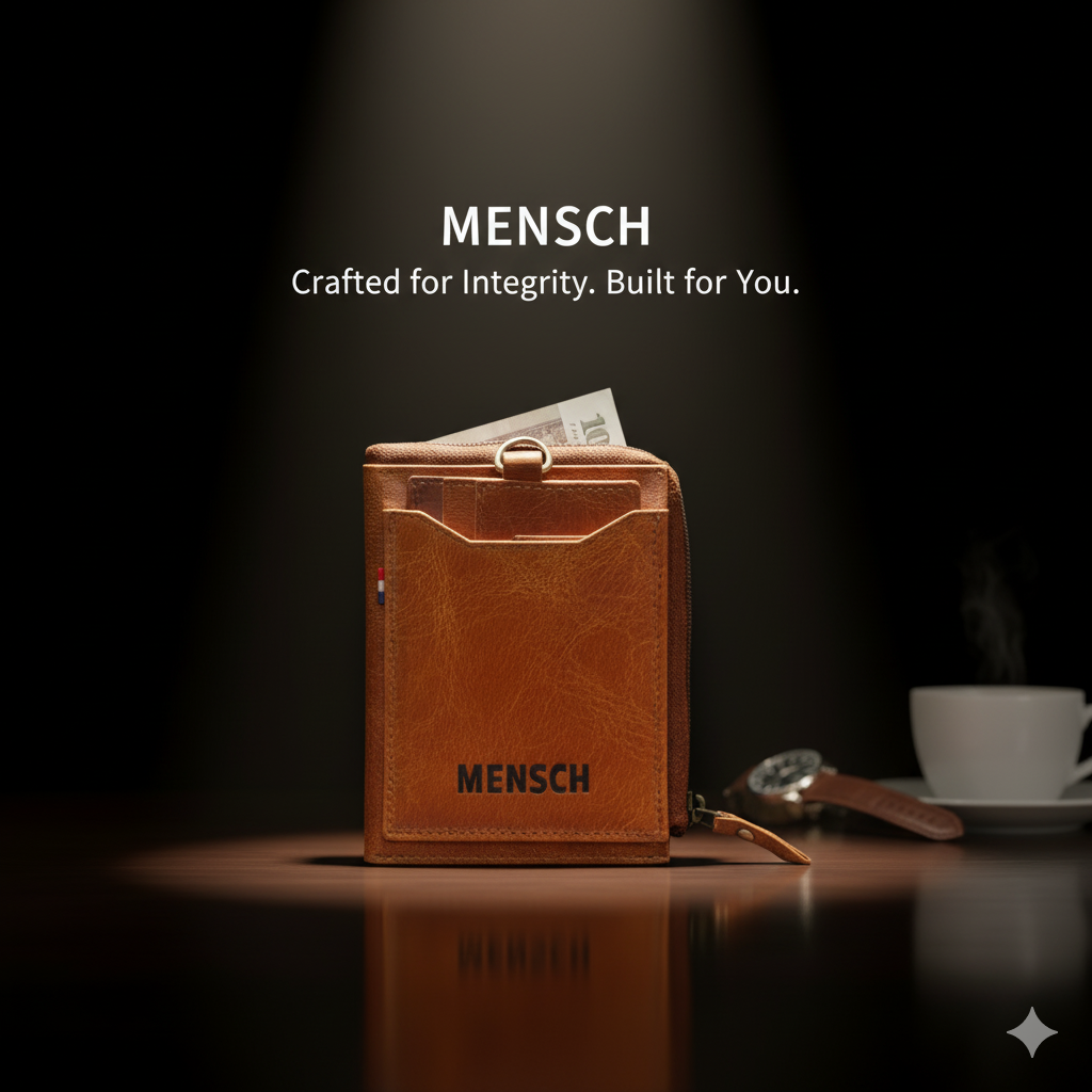 MENSCH® Genuine Leather RFID-Protected Bifold Wallet for Men with Detachable Card Holder