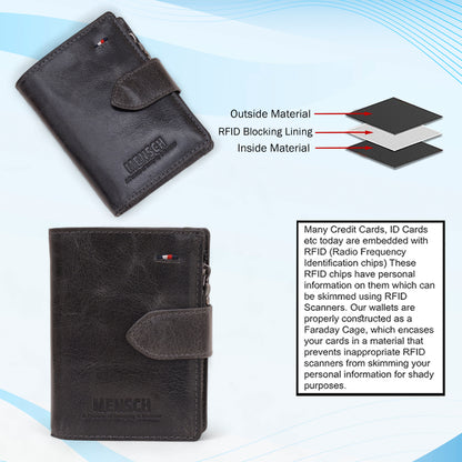 MENSCH® Genuine Leather Bifold Wallet for Men