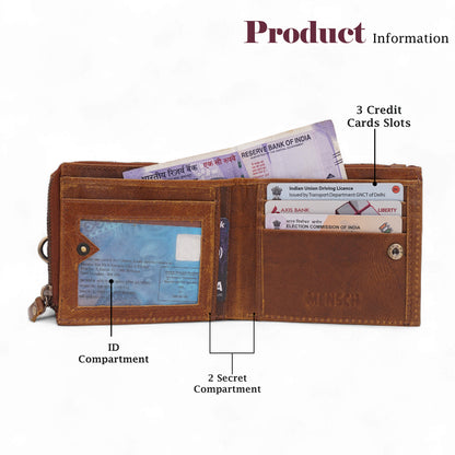MENSCH® Genuine Leather RFID-Blocking Bifold Wallet for Men