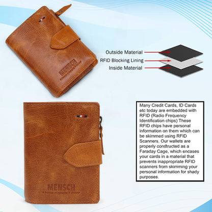 MENSCH® Genuine Leather Bifold Wallet for Men