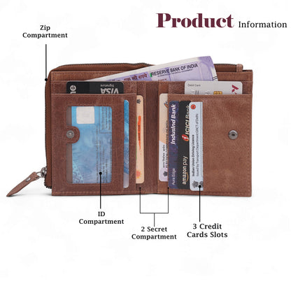 MENSCH® Genuine Leather RFID-Protected Bifold Wallet for Men with Detachable Card Holder