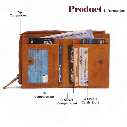 MENSCH® Genuine Leather RFID-Protected Bifold Wallet for Men with Detachable Card Holder