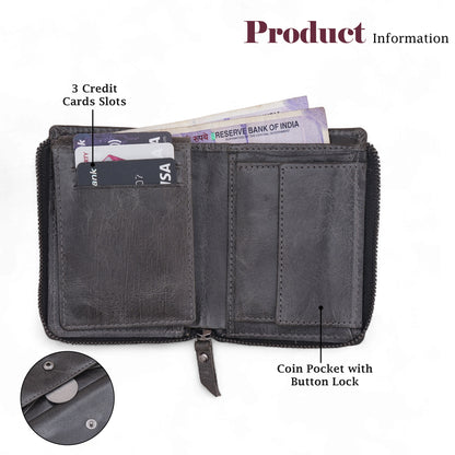 MENSCH® Genuine Leather RFID-Blocking Bifold Wallet for Men with Flip Design.