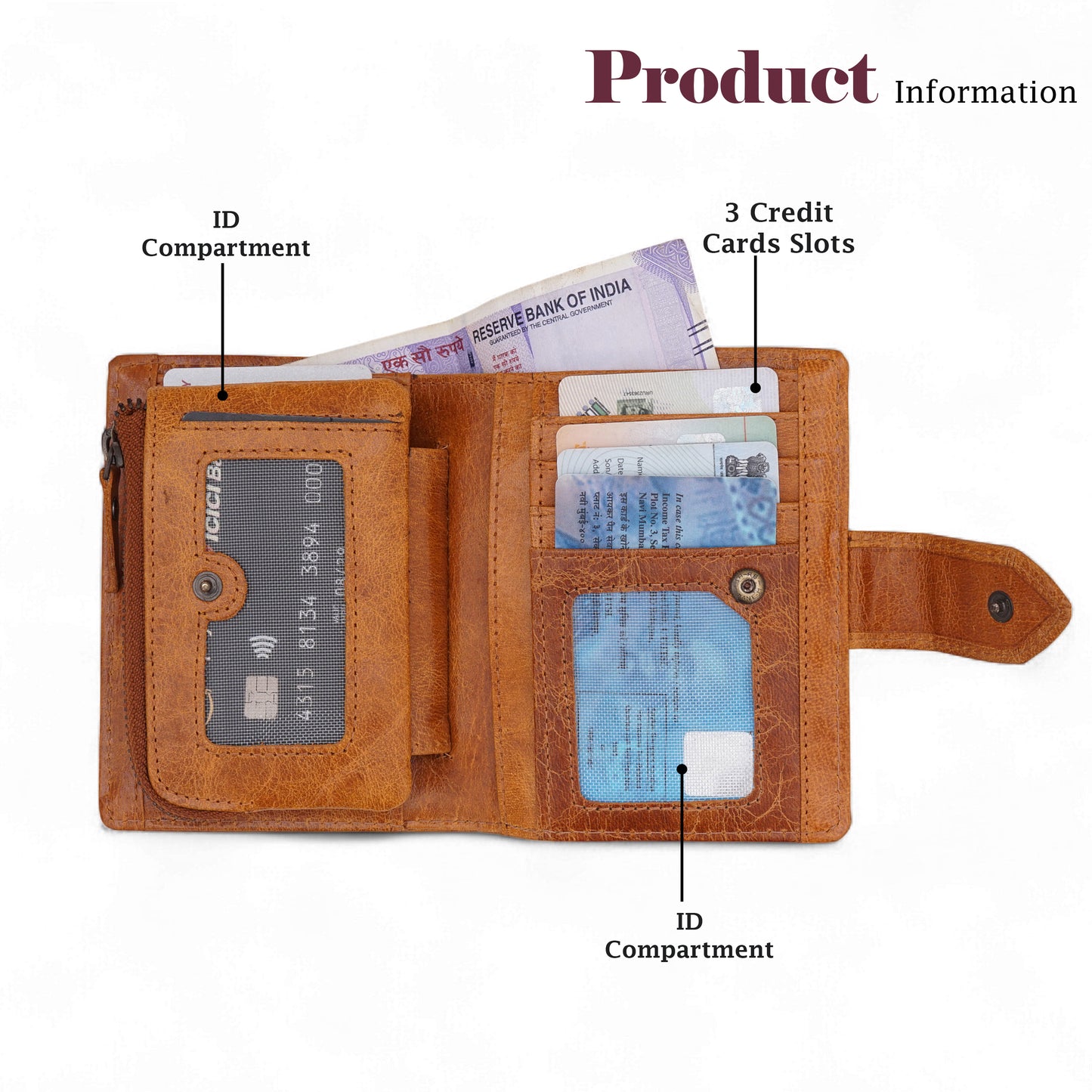 MENSCH® Genuine Leather Bifold Wallet for Men