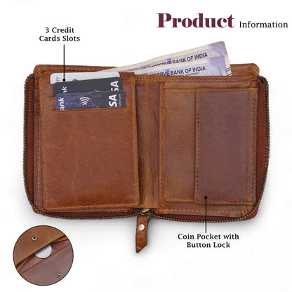 MENSCH® Genuine Leather RFID-Blocking Bifold Wallet for Men with Flip Design.