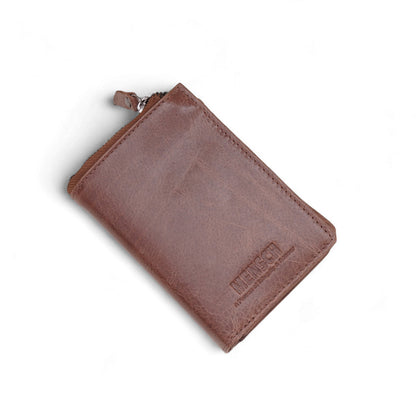 Mensch Genuine Leather Bifold Wallet with RFID Protected & Zippered  pocket Wallet