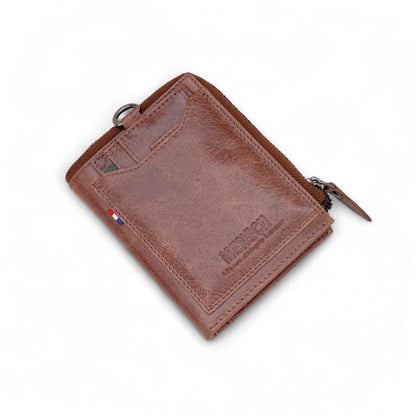 MENSCH® Genuine Leather RFID-Protected Bifold Wallet for Men with Detachable Card Holder
