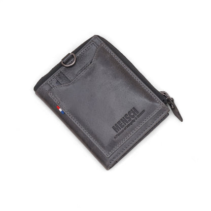 MENSCH® Genuine Leather RFID-Protected Bifold Wallet for Men with Detachable Card Holder