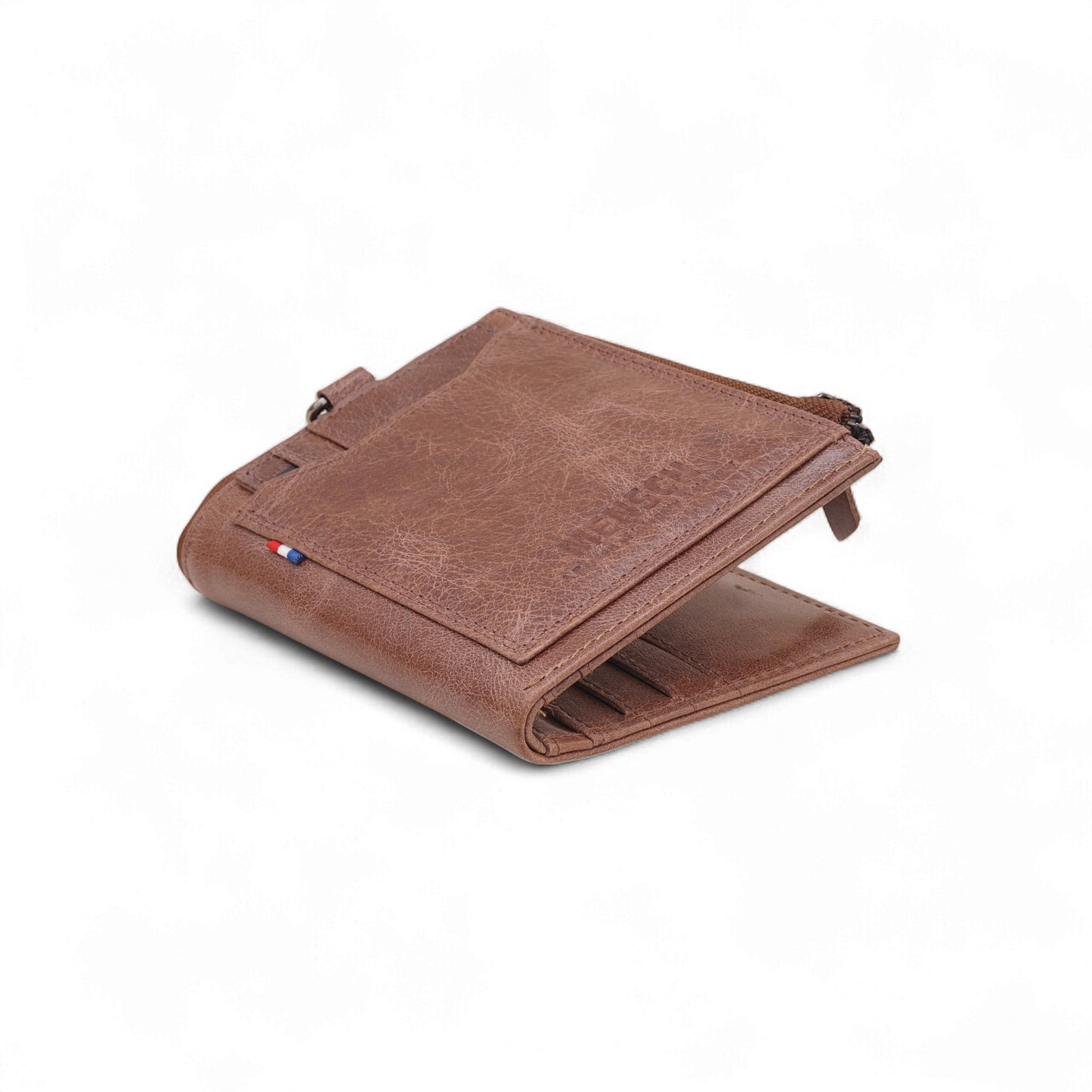 MENSCH® Genuine Leather RFID-Protected Bifold Wallet for Men with Detachable Card Holder