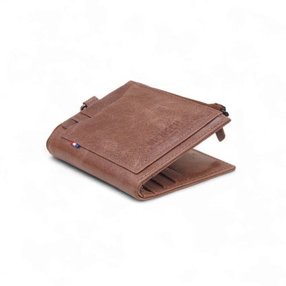 MENSCH® Genuine Leather RFID-Protected Bifold Wallet for Men with Detachable Card Holder
