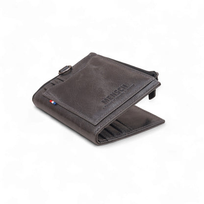 MENSCH® Genuine Leather RFID-Protected Bifold Wallet for Men with Detachable Card Holder