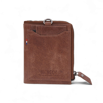 MENSCH® Genuine Leather RFID-Protected Bifold Wallet for Men with Detachable Card Holder