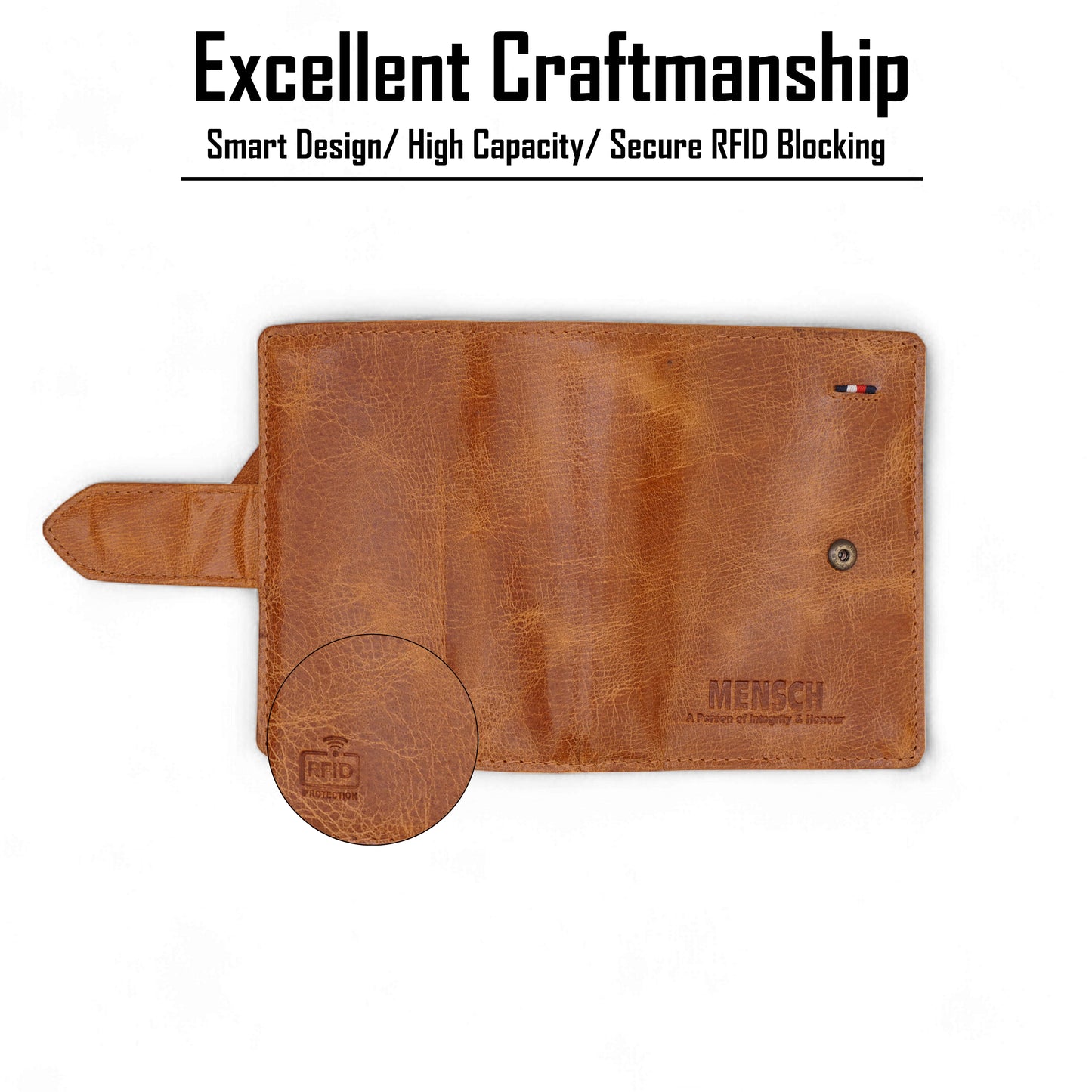 MENSCH® Genuine Leather Bifold Wallet for Men