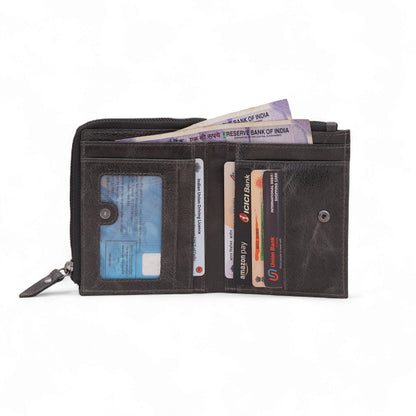 MENSCH® Genuine Leather RFID-Protected Bifold Wallet for Men with Detachable Card Holder