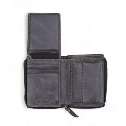 MENSCH® Genuine Leather RFID-Blocking Bifold Wallet for Men with Flip Design.