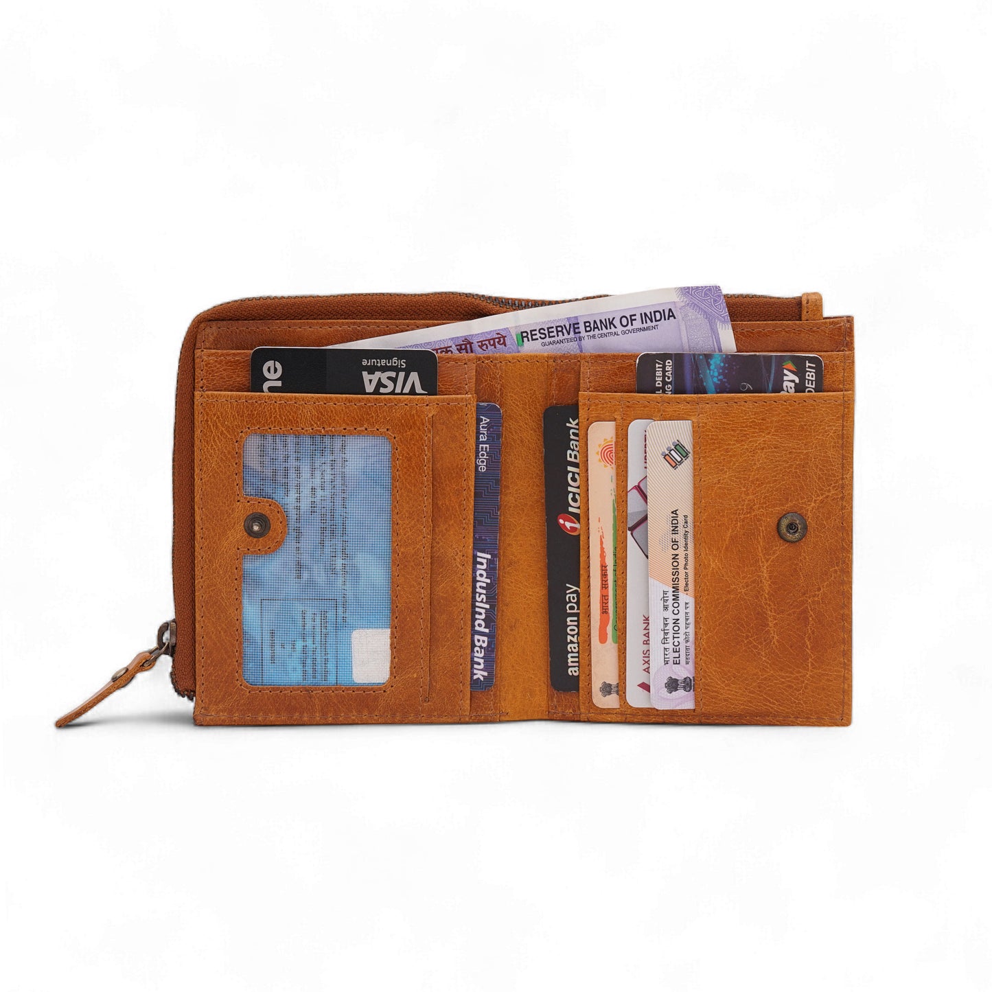 MENSCH® Genuine Leather RFID-Protected Bifold Wallet for Men with Detachable Card Holder