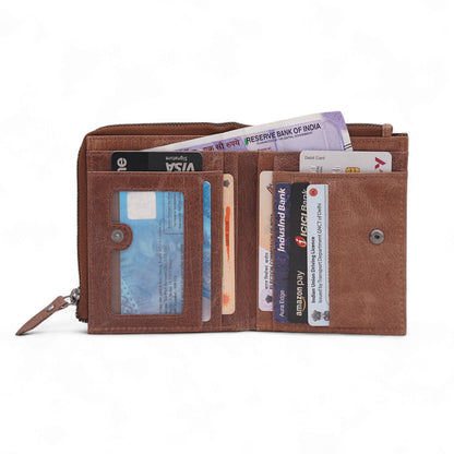 MENSCH® Genuine Leather RFID-Protected Bifold Wallet for Men with Detachable Card Holder