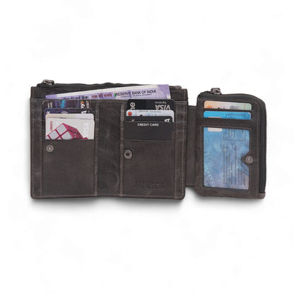 Mensch Genuine Leather Bifold Wallet with RFID Protected & Zippered  pocket Wallet