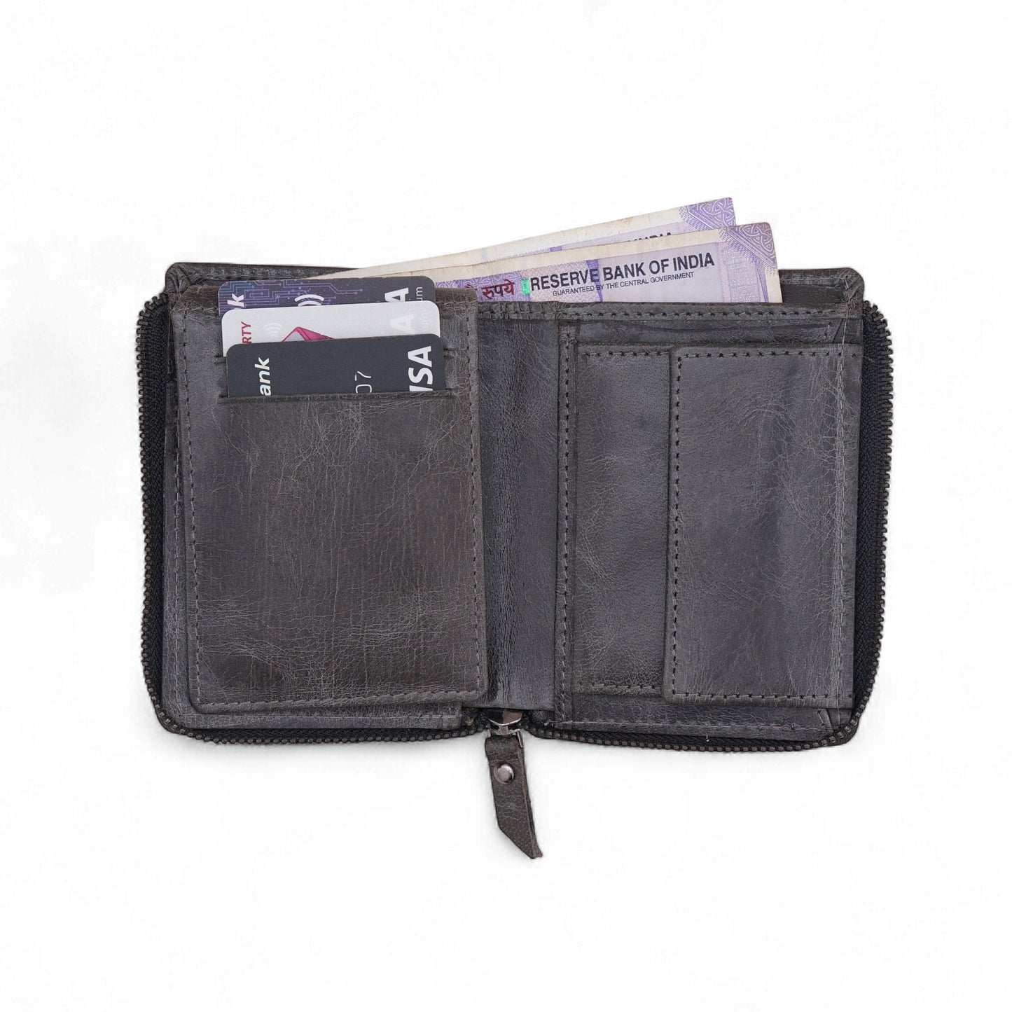 MENSCH® Genuine Leather RFID-Blocking Bifold Wallet for Men with Flip Design.