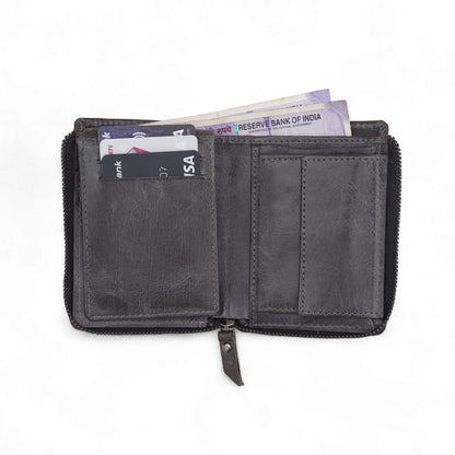 MENSCH® Genuine Leather RFID-Blocking Bifold Wallet for Men with Flip Design.
