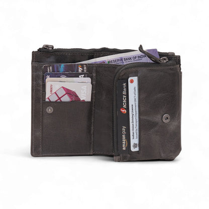Mensch Genuine Leather Bifold Wallet with RFID Protected & Zippered  pocket Wallet