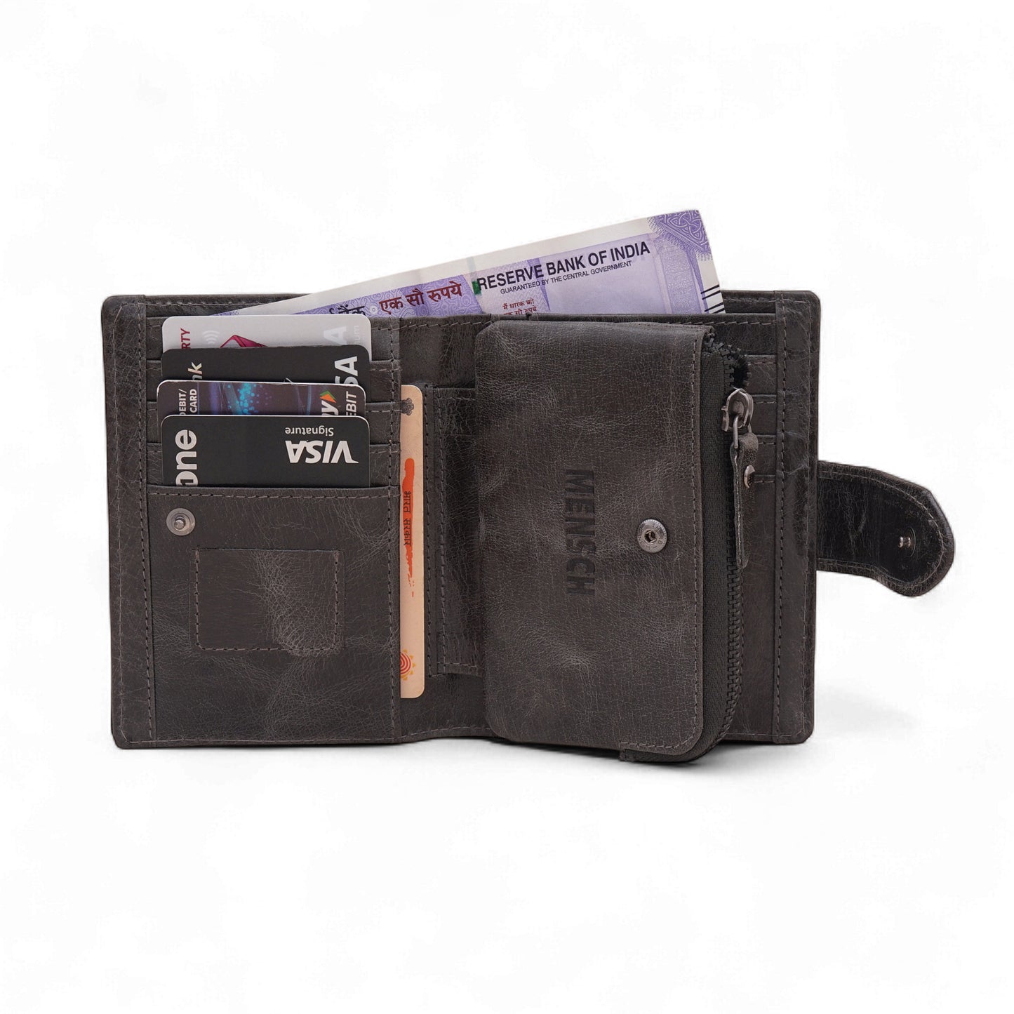 MENSCH® Genuine Leather Bifold Wallet for Men