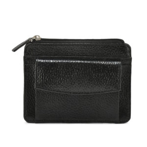 TC - 995 Full Grain Leather Card Holder With Coin Pocket & Zipper Pocket (black)